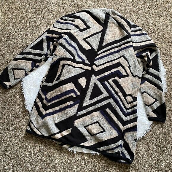 Lucky Brand Open Front Cardigan New Abstract Geometric Womens Size 1X - Picture 2 of 9